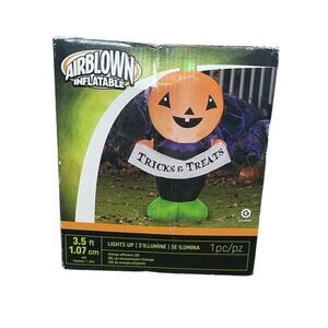 Gemmy Airblown Inflatable Pumpkin Trick or Treats 3.5 FT Halloween Decoration